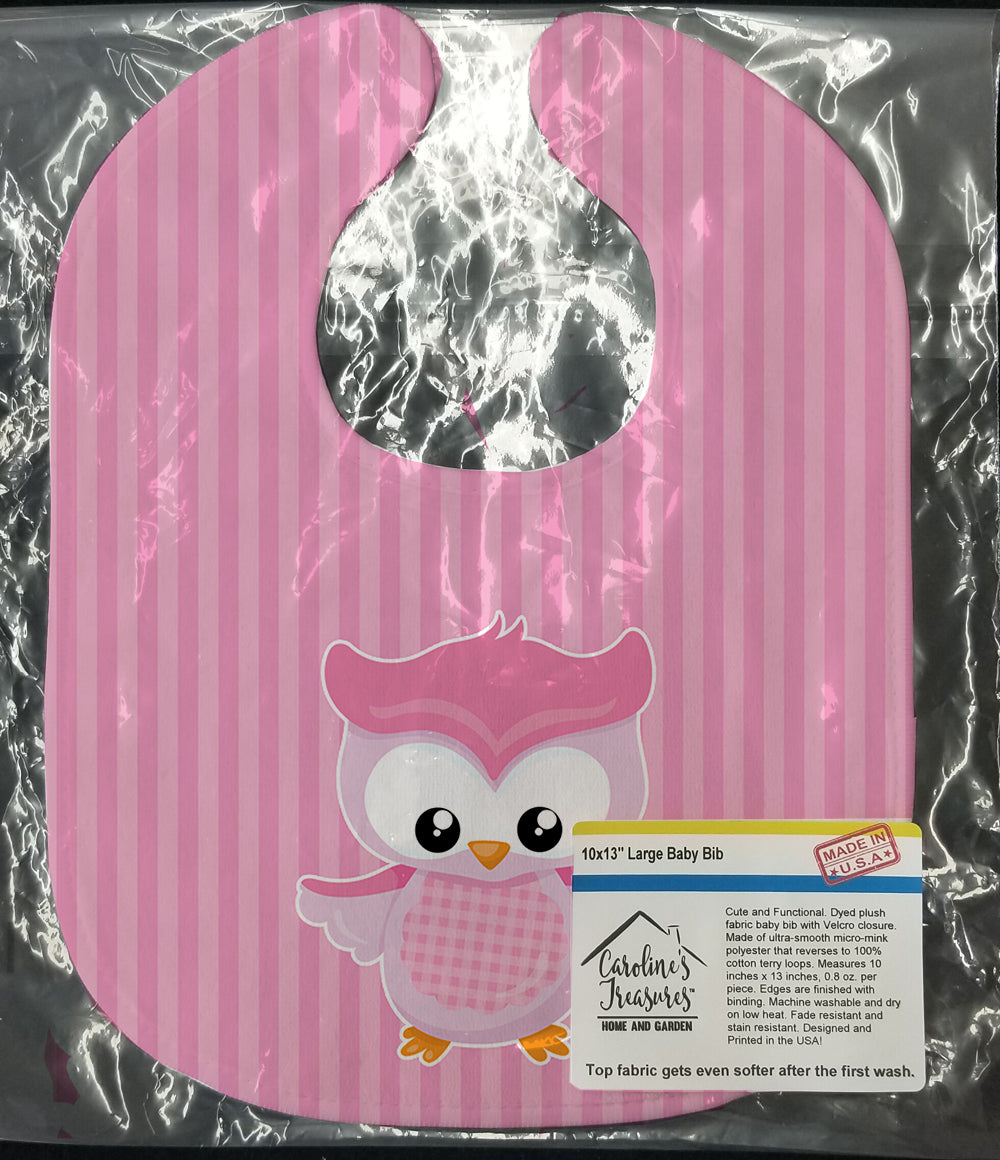 Girl Bird on Pink Baby Bib Easy-Clean Baby Bib Baby Feeding Accessory Baby Mealtime Essential, 10 x 13, Multicolor
