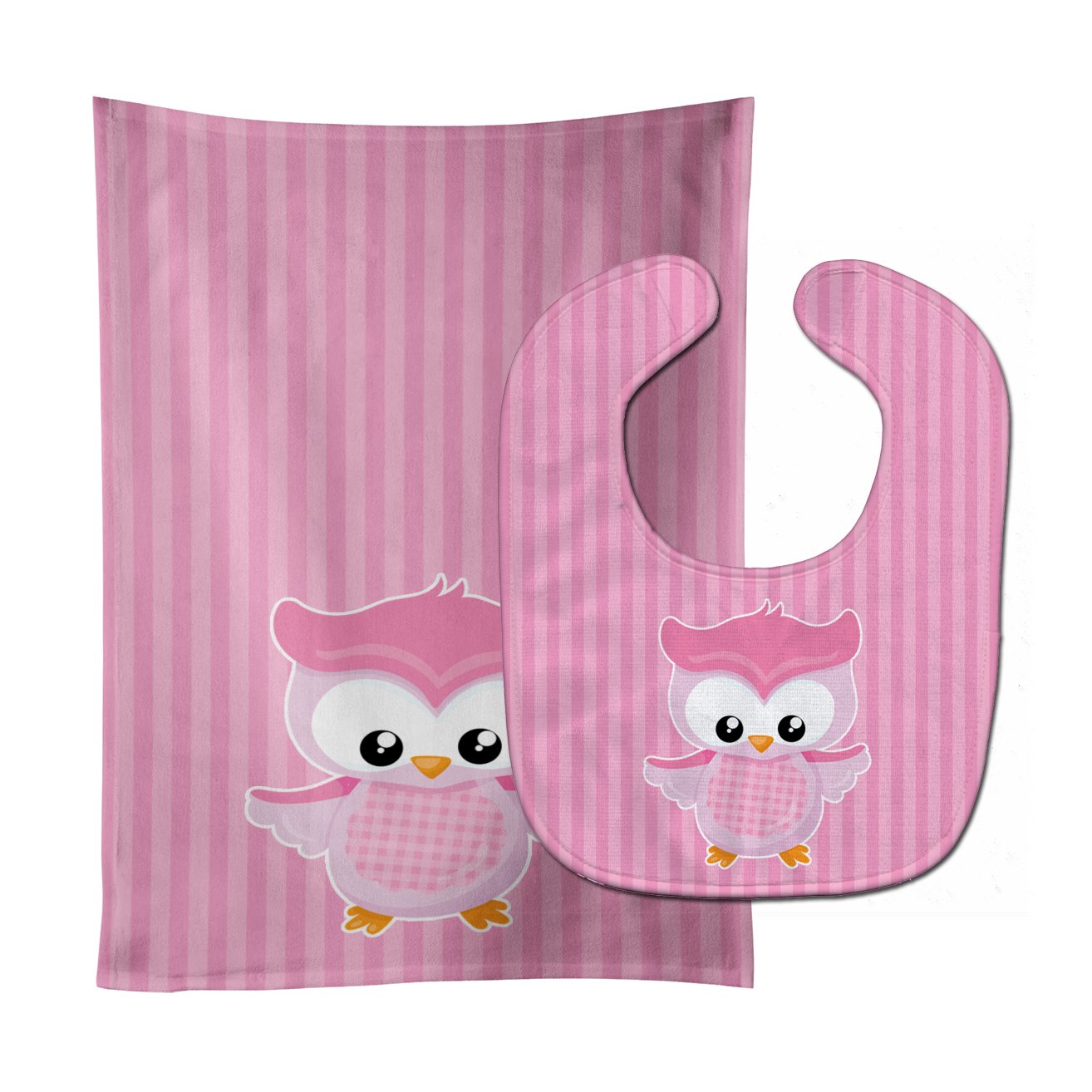 Girl Bird on Pink Baby Bib & Burp Cloth Easy-Clean Baby Bib Baby Feeding Accessory Baby Mealtime Essential