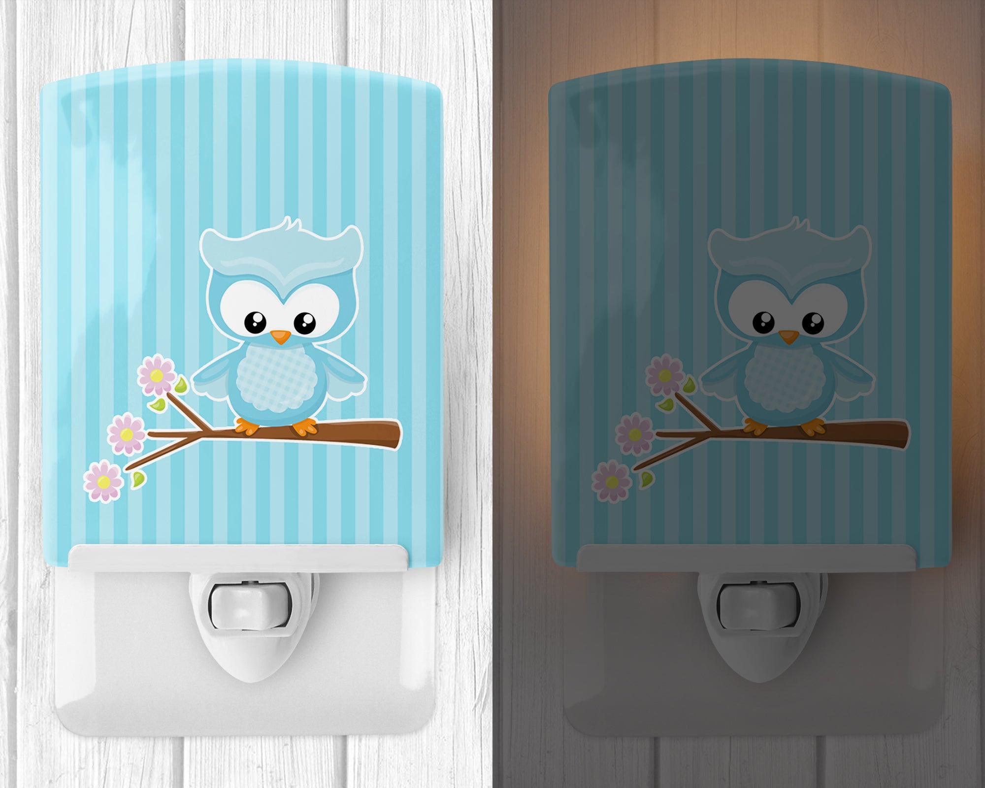 Girl Bird on Branch Ceramic Night Light Compact, UL-Certified, Ideal for Bedroom, Bathroom, Nursery, Hallway, Kitchen, 6x4x3, Multicolor