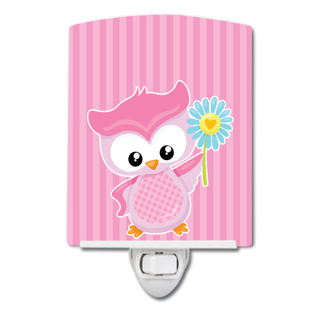 Girl Bird with Flower Pink Ceramic Night Light Compact, UL-Certified, Ideal for Bedroom, Bathroom, Nursery, Hallway, Kitchen, 6x4x3, Multicolor