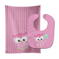 Girl Bird with Flower Pink Baby Bib & Burp Cloth Easy-Clean Baby Bib Baby Feeding Accessory Baby Mealtime Essential