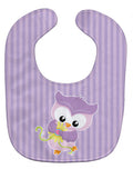 Girl Bird with Flowers Purple Baby Bib Easy-Clean Baby Bib Baby Feeding Accessory Baby Mealtime Essential, 10 x 13, Multicolor