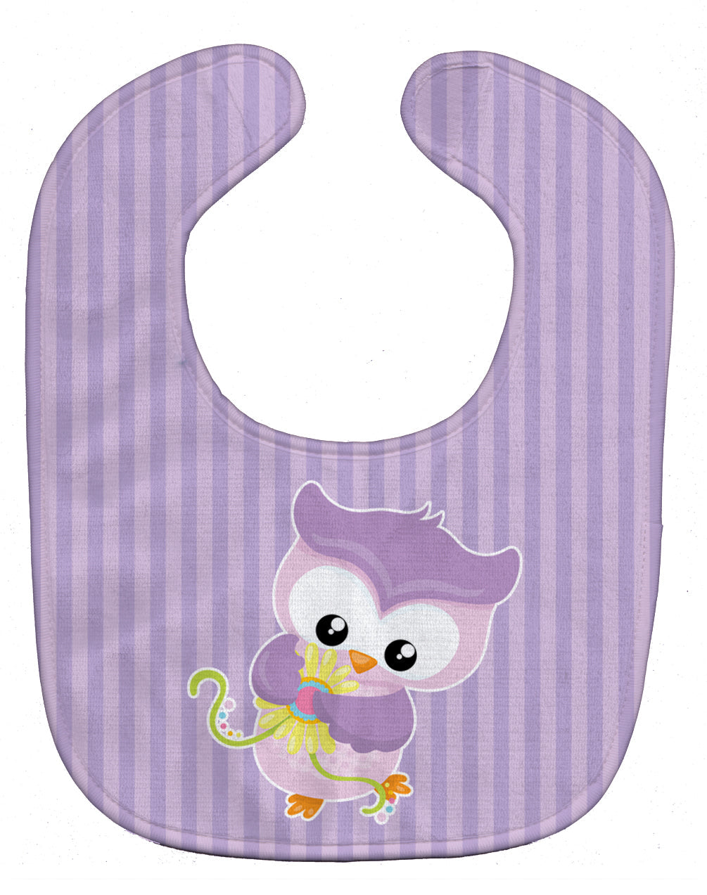 Girl Bird with Flowers Purple Baby Bib Easy-Clean Baby Bib Baby Feeding Accessory Baby Mealtime Essential, 10 x 13, Multicolor