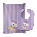 Girl Bird with Flowers Purple Baby Bib & Burp Cloth Easy-Clean Baby Bib Baby Feeding Accessory Baby Mealtime Essential