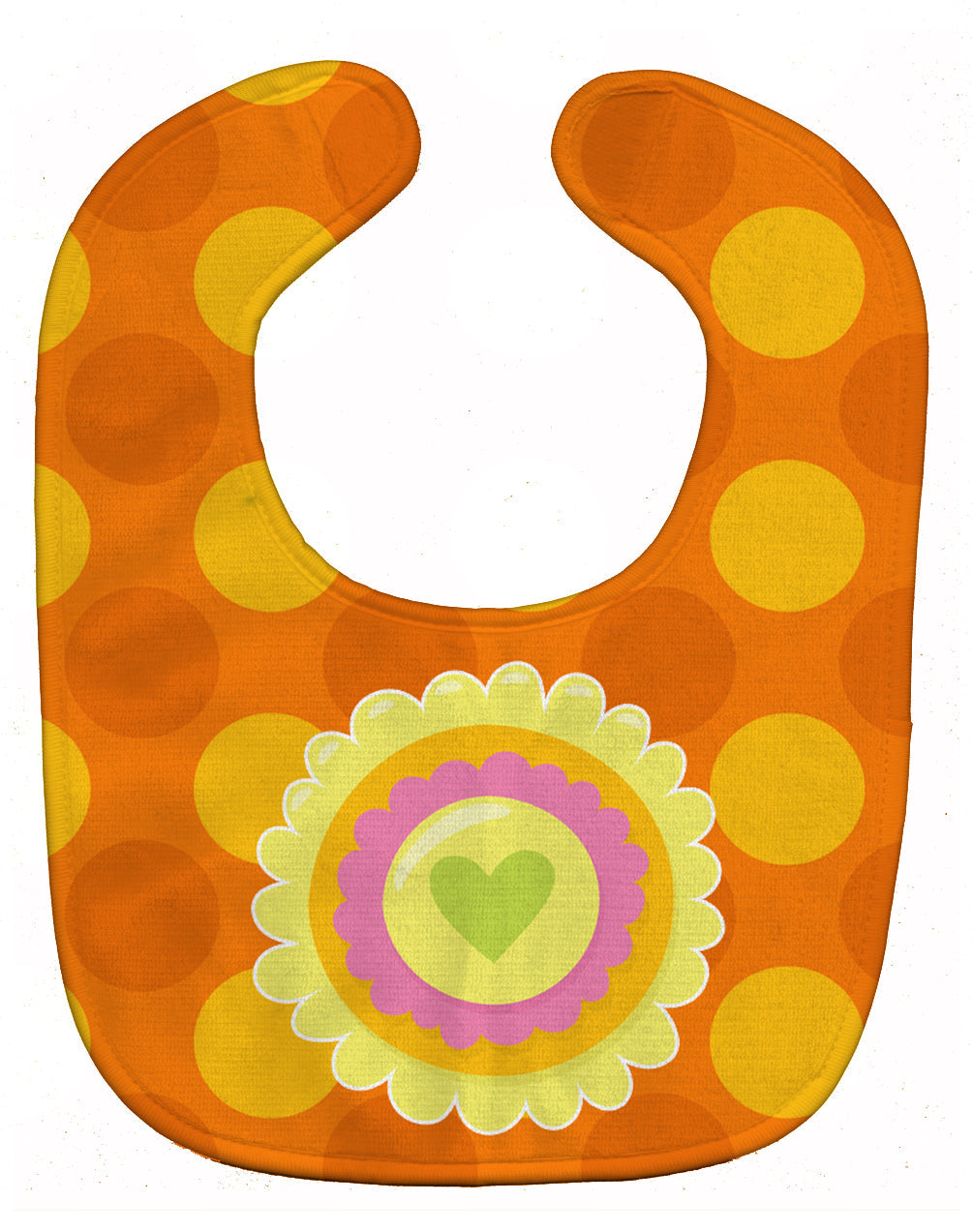 Heart Flower Orange Baby Bib Easy-Clean Baby Bib Baby Feeding Accessory Baby Mealtime Essential, 10 x 13, Multicolor