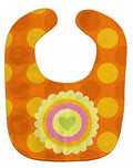 Heart Flower Orange Baby Bib Easy-Clean Baby Bib Baby Feeding Accessory Baby Mealtime Essential, 10 x 13, Multicolor
