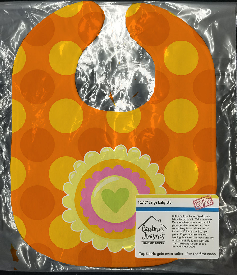 Heart Flower Orange Baby Bib Easy-Clean Baby Bib Baby Feeding Accessory Baby Mealtime Essential, 10 x 13, Multicolor