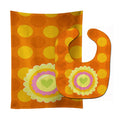 Heart Flower Orange Baby Bib & Burp Cloth Easy-Clean Baby Bib Baby Feeding Accessory Baby Mealtime Essential