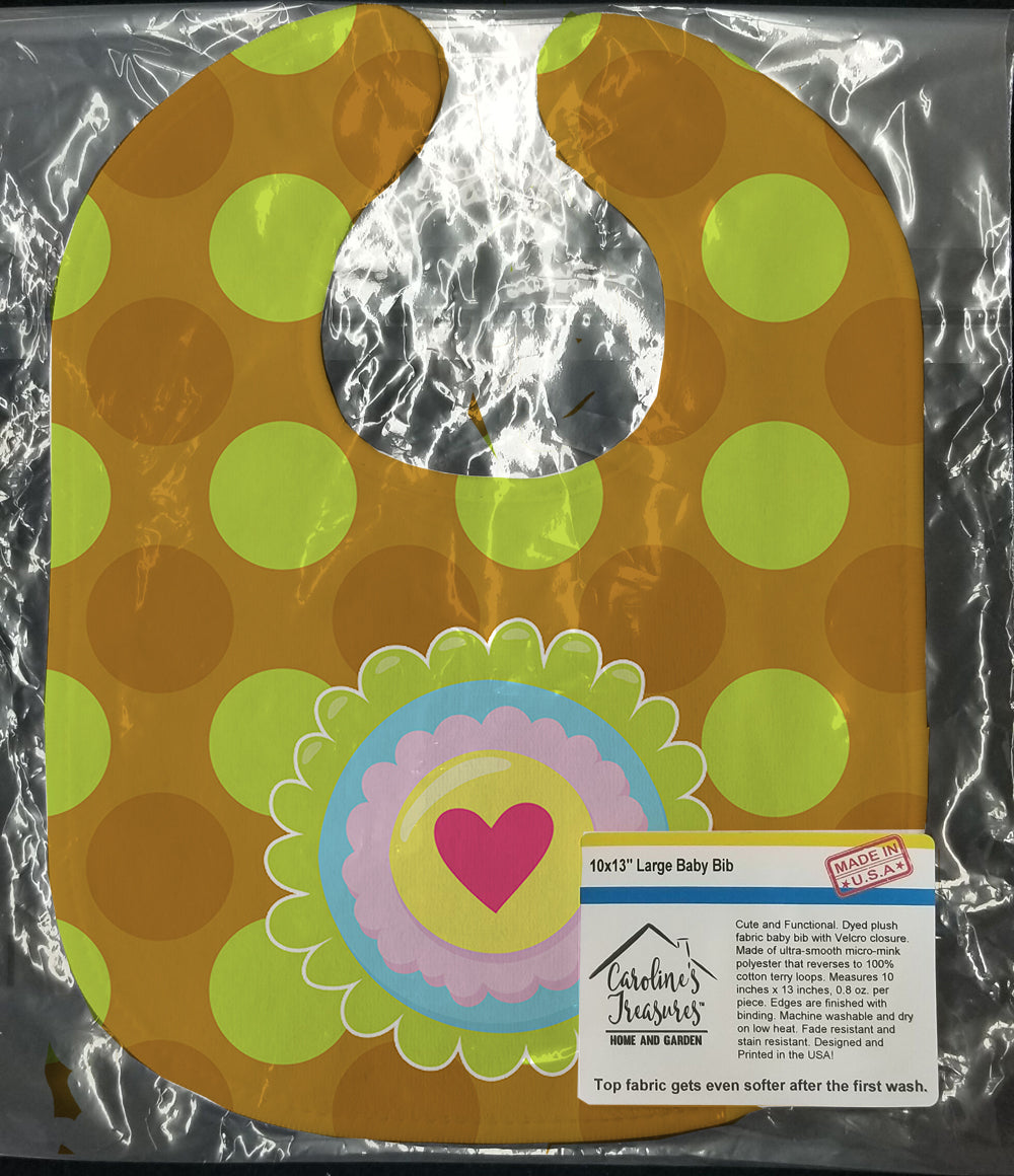 Heart Flower Green Baby Bib Easy-Clean Baby Bib Baby Feeding Accessory Baby Mealtime Essential, 10 x 13, Multicolor