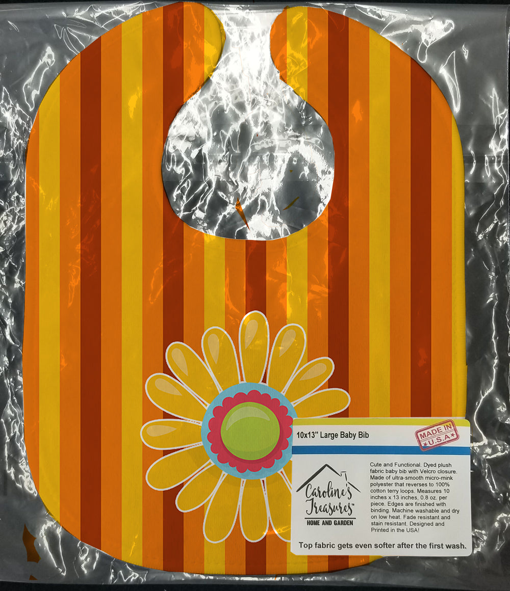 Heart Flower Orange #2 Baby Bib Easy-Clean Baby Bib Baby Feeding Accessory Baby Mealtime Essential, 10 x 13, Multicolor