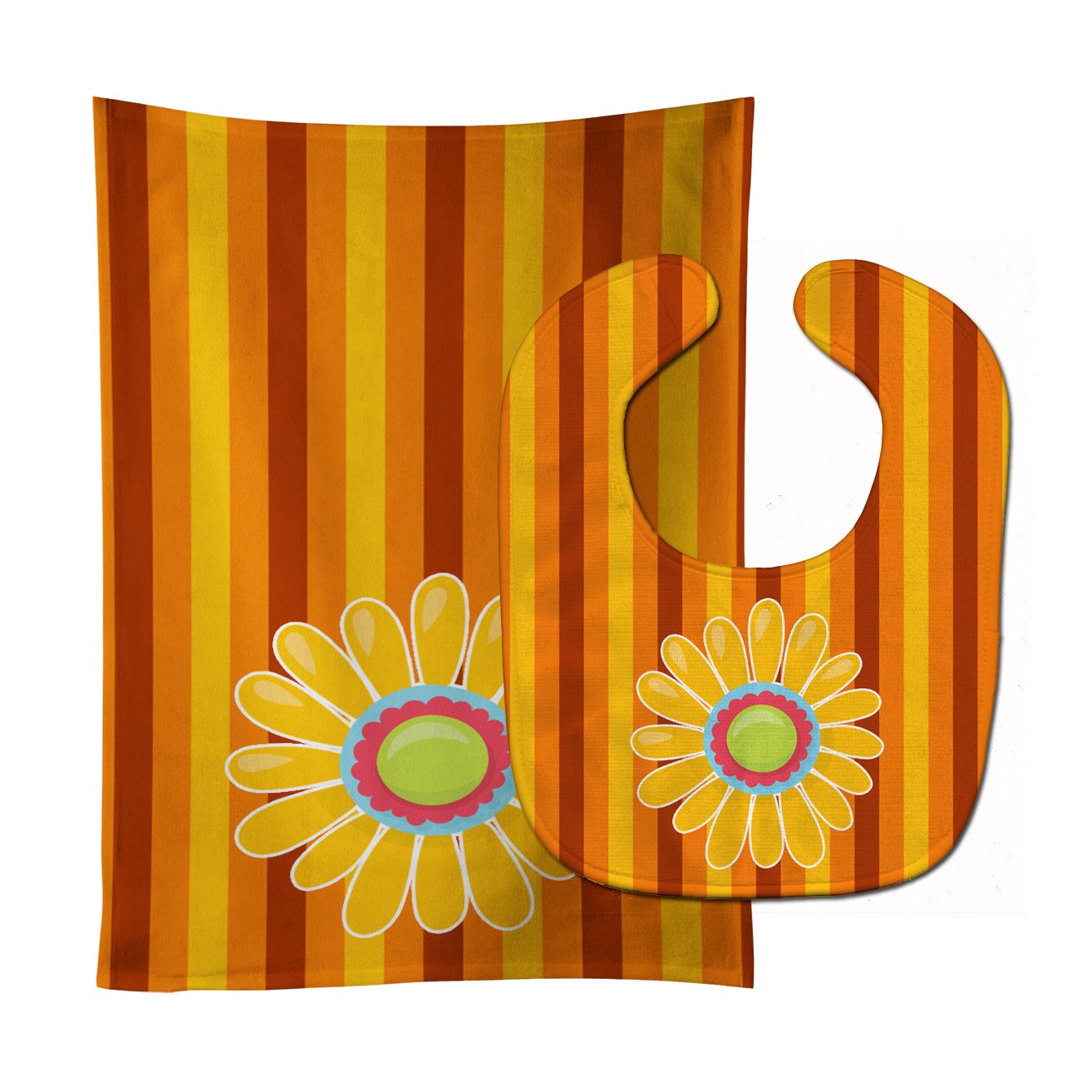 Heart Flower Orange #2 Baby Bib & Burp Cloth Easy-Clean Baby Bib Baby Feeding Accessory Baby Mealtime Essential