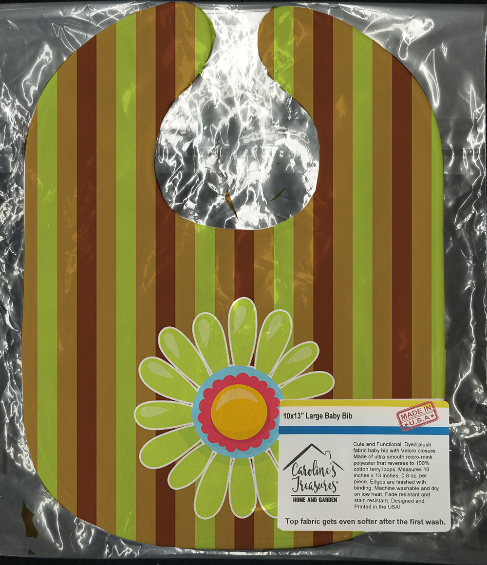 Heart Flower Green #2 Baby Bib Easy-Clean Baby Bib Baby Feeding Accessory Baby Mealtime Essential, 10 x 13, Multicolor