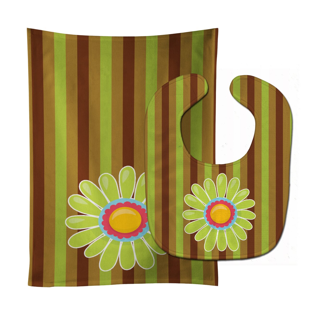 Heart Flower Green #2 Baby Bib & Burp Cloth Easy-Clean Baby Bib Baby Feeding Accessory Baby Mealtime Essential