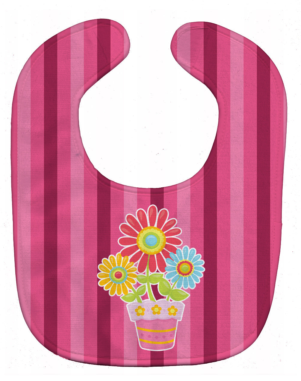 Flower Pot Pink Baby Bib Easy-Clean Baby Bib Baby Feeding Accessory Baby Mealtime Essential, 10 x 13, Multicolor