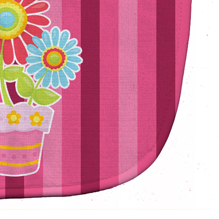 Flower Pot Pink Baby Bib Easy-Clean Baby Bib Baby Feeding Accessory Baby Mealtime Essential, 10 x 13, Multicolor