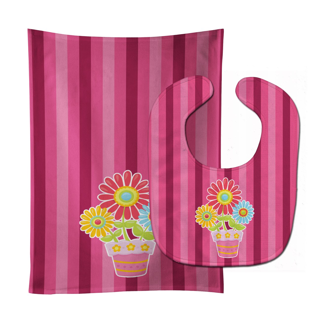 Flower Pot Pink Baby Bib & Burp Cloth Easy-Clean Baby Bib Baby Feeding Accessory Baby Mealtime Essential
