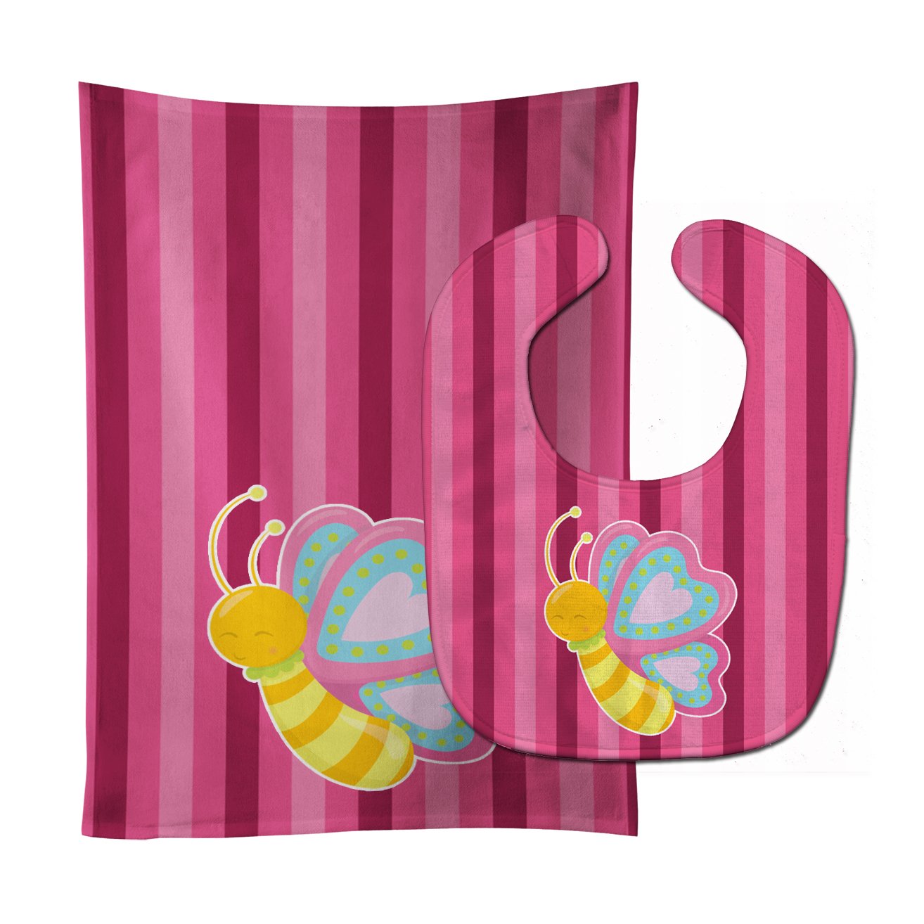 Butterfly Pink Baby Bib & Burp Cloth Easy-Clean Baby Bib Baby Feeding Accessory Baby Mealtime Essential