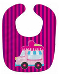 Ice Cream Truck Pink Baby Bib Easy-Clean Baby Bib Baby Feeding Accessory Baby Mealtime Essential, 10 x 13, Multicolor