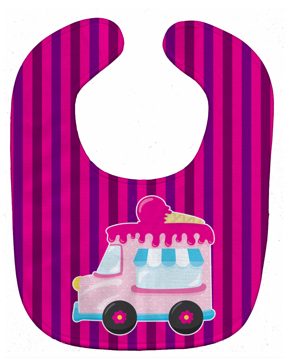 Ice Cream Truck Pink Baby Bib Easy-Clean Baby Bib Baby Feeding Accessory Baby Mealtime Essential, 10 x 13, Multicolor