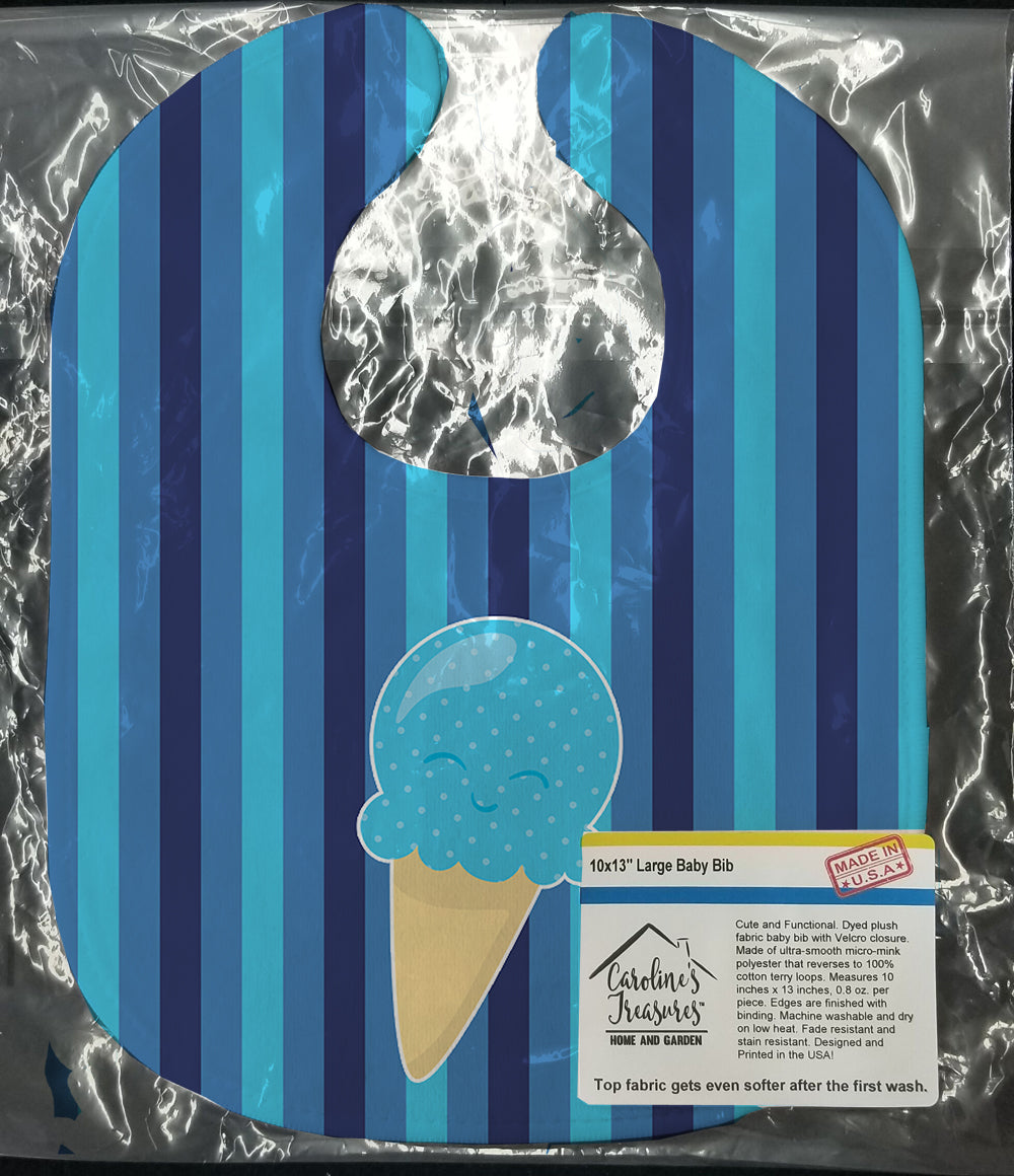 Ice Cream Cone Blue Baby Bib Easy-Clean Baby Bib Baby Feeding Accessory Baby Mealtime Essential, 10 x 13, Multicolor