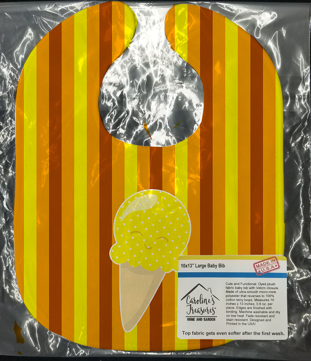 Ice Cream Cone Yellow Baby Bib Easy-Clean Baby Bib Baby Feeding Accessory Baby Mealtime Essential, 10 x 13, Multicolor