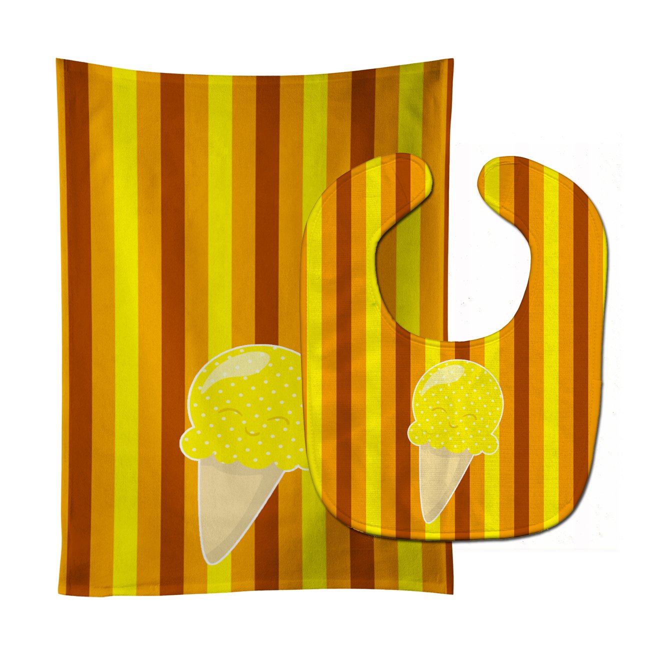 Ice Cream Cone Yellow Baby Bib & Burp Cloth Easy-Clean Baby Bib Baby Feeding Accessory Baby Mealtime Essential