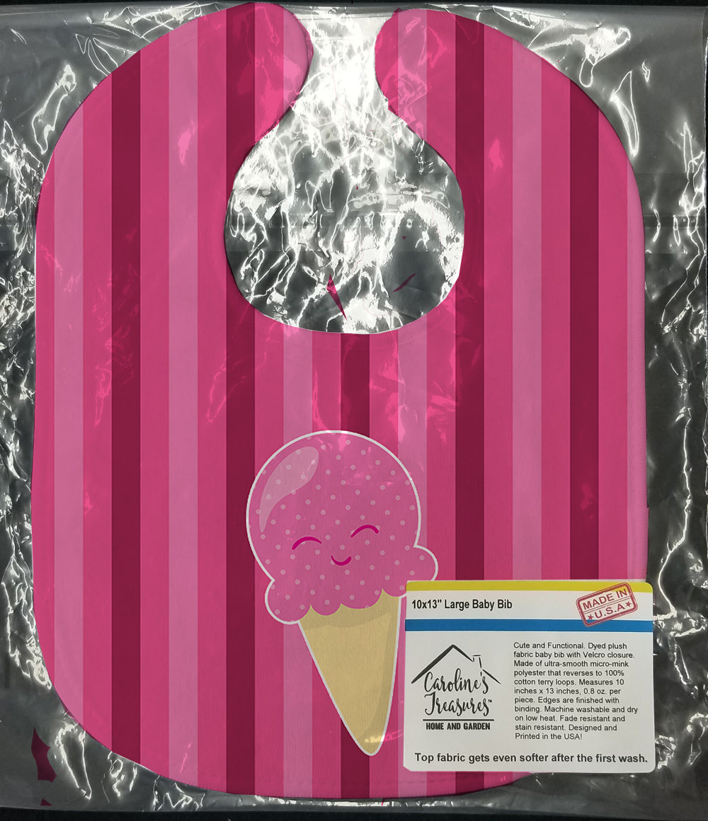 Ice Cream Cone Pink Baby Bib Easy-Clean Baby Bib Baby Feeding Accessory Baby Mealtime Essential, 10 x 13, Multicolor
