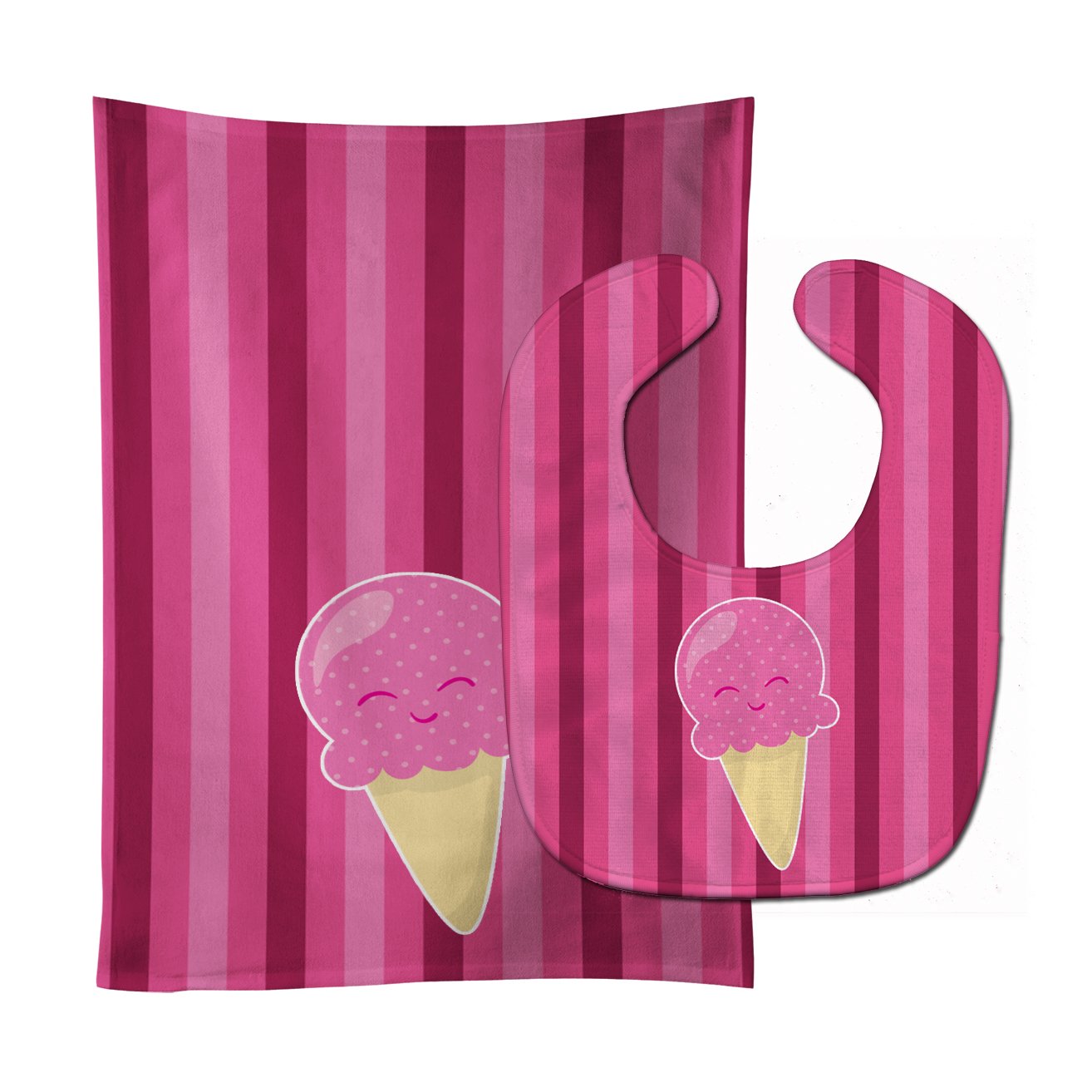 Ice Cream Cone Pink Baby Bib & Burp Cloth Easy-Clean Baby Bib Baby Feeding Accessory Baby Mealtime Essential