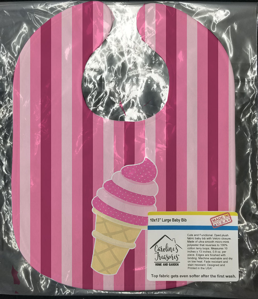 Ice Cream Cone Pink Swirl Baby Bib Easy-Clean Baby Bib Baby Feeding Accessory Baby Mealtime Essential, 10 x 13, Multicolor