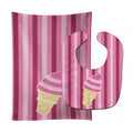 Ice Cream Cone Pink Swirl Baby Bib & Burp Cloth Easy-Clean Baby Bib Baby Feeding Accessory Baby Mealtime Essential