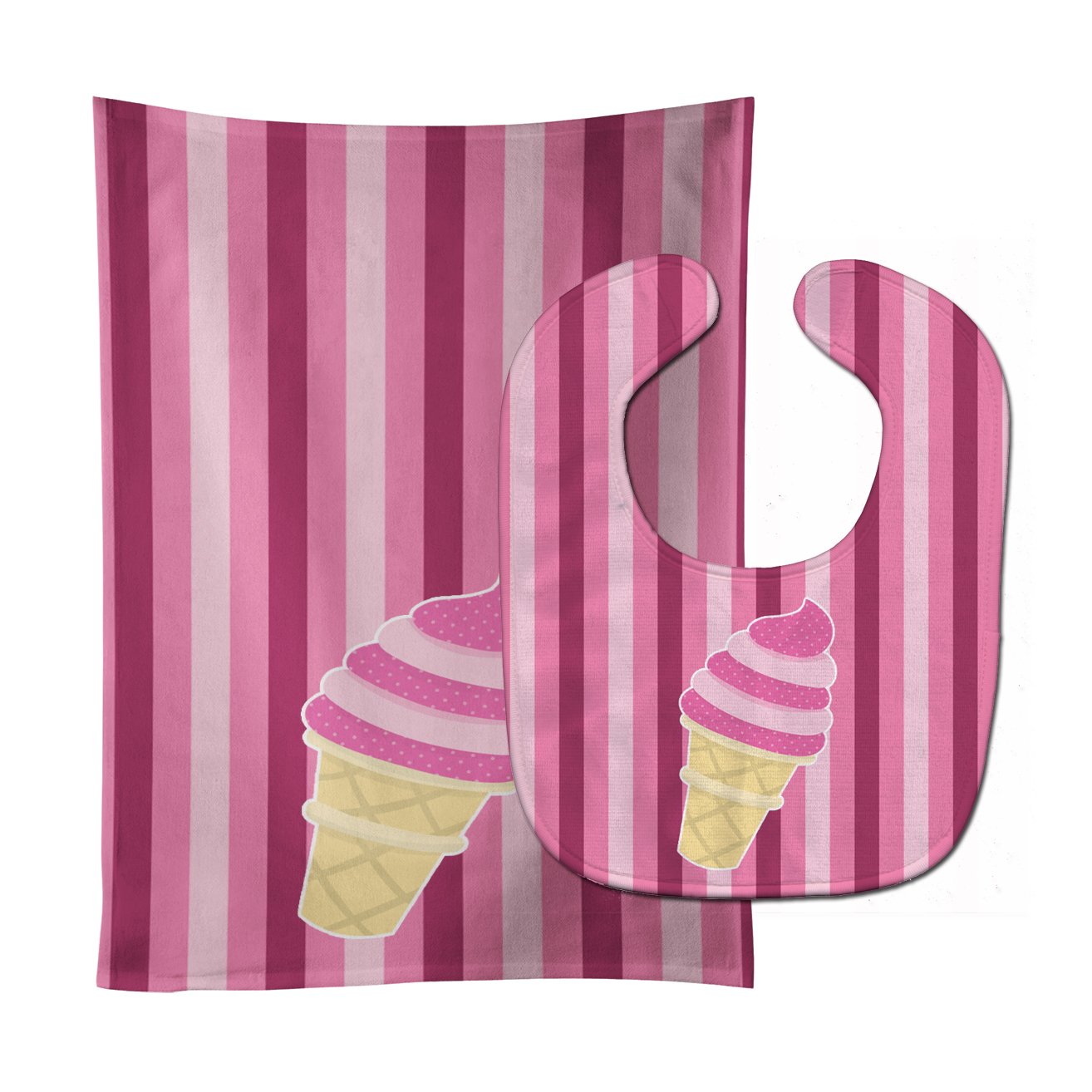 Ice Cream Cone Pink Swirl Baby Bib & Burp Cloth Easy-Clean Baby Bib Baby Feeding Accessory Baby Mealtime Essential