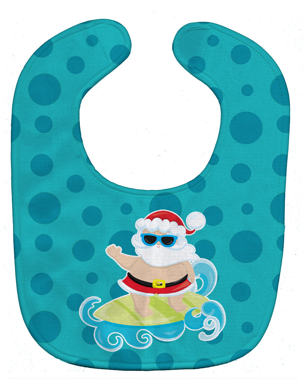 Beach Santa Claus Surfer #1 Baby Bib Easy-Clean Baby Bib Baby Feeding Accessory Baby Mealtime Essential, 10 x 13, Multicolor