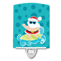 Beach Santa Claus Surfer #1 Ceramic Night Light Compact, UL-Certified, Ideal for Bedroom, Bathroom, Nursery, Hallway, Kitchen, 6x4x3, Multicolor