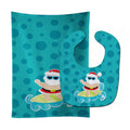 Beach Santa Claus Surfer #1 Baby Bib & Burp Cloth Easy-Clean Baby Bib Baby Feeding Accessory Baby Mealtime Essential