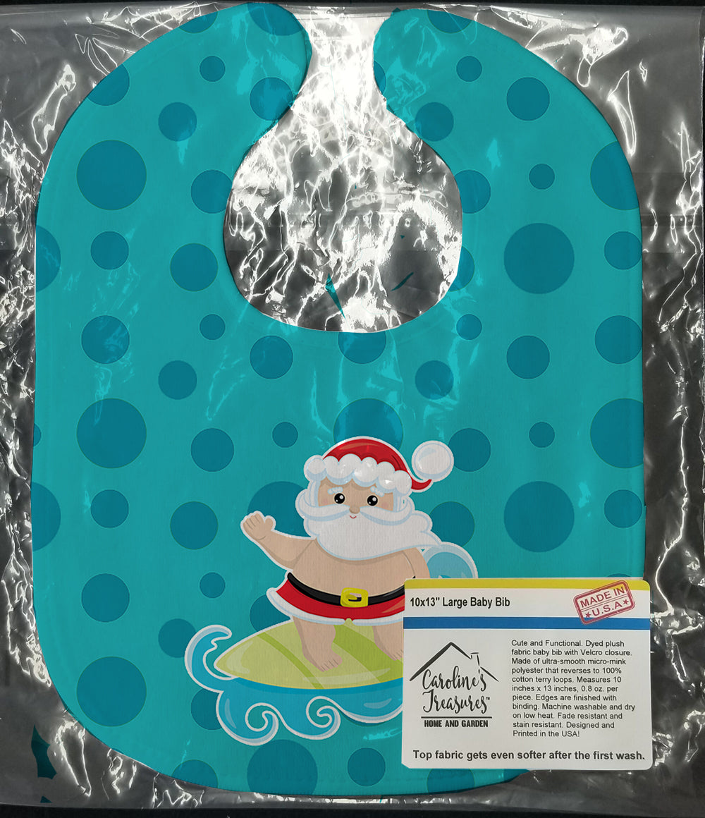 Beach Santa Claus Surfer #2 Baby Bib Easy-Clean Baby Bib Baby Feeding Accessory Baby Mealtime Essential, 10 x 13, Multicolor