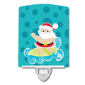 Beach Santa Claus Surfer #2 Ceramic Night Light Compact, UL-Certified, Ideal for Bedroom, Bathroom, Nursery, Hallway, Kitchen, 6x4x3, Multicolor