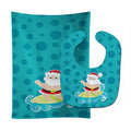Beach Santa Claus Surfer #2 Baby Bib & Burp Cloth Easy-Clean Baby Bib Baby Feeding Accessory Baby Mealtime Essential