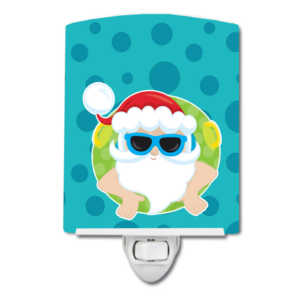 Beach Santa Claus #1 Ceramic Night Light Compact, UL-Certified, Ideal for Bedroom, Bathroom, Nursery, Hallway, Kitchen, 6x4x3, Multicolor
