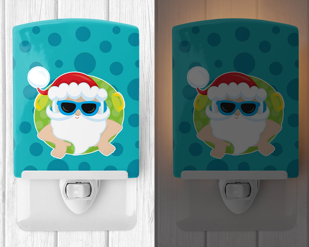 Beach Santa Claus #1 Ceramic Night Light Compact, UL-Certified, Ideal for Bedroom, Bathroom, Nursery, Hallway, Kitchen, 6x4x3, Multicolor