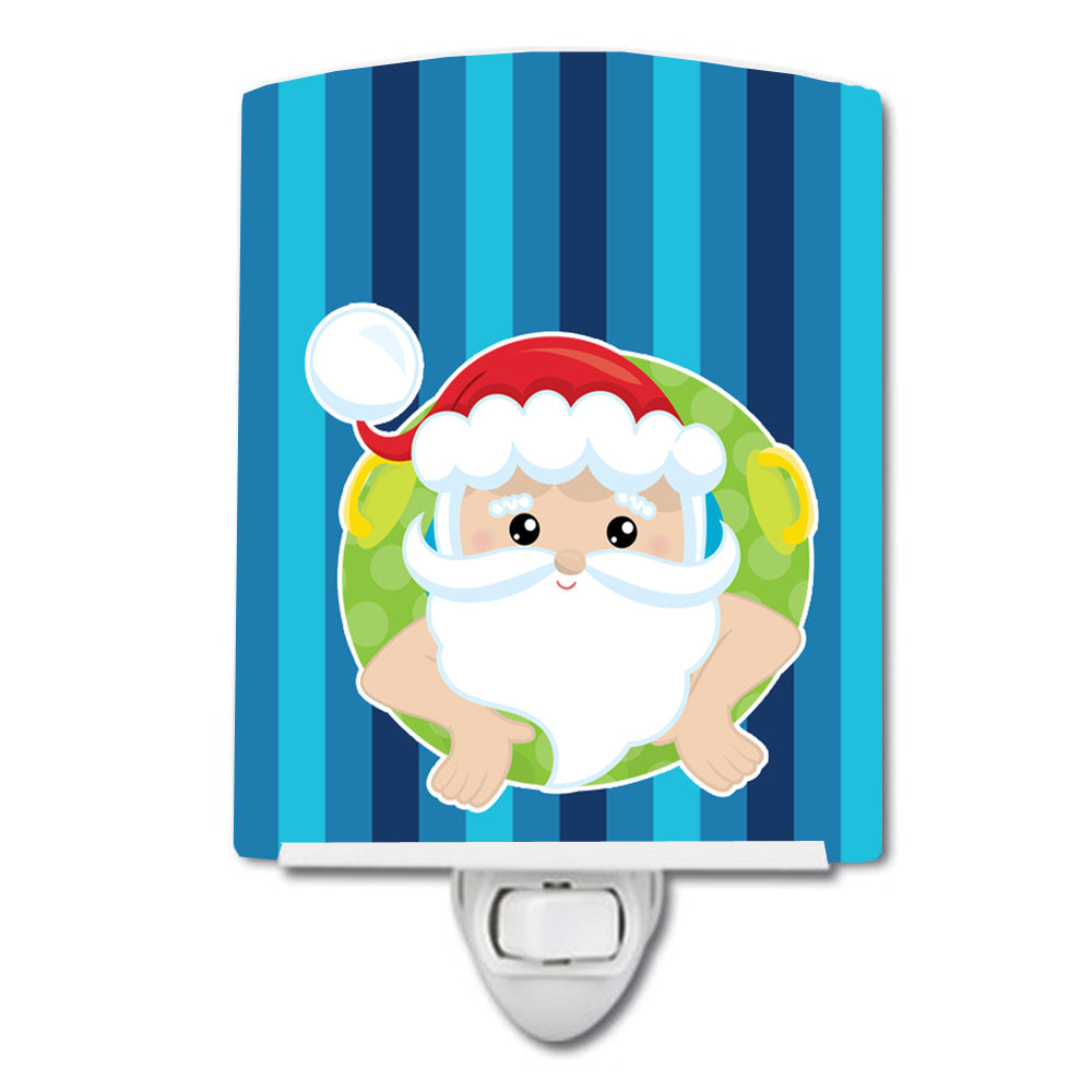 Beach Santa Claus #2 Ceramic Night Light Compact, UL-Certified, Ideal for Bedroom, Bathroom, Nursery, Hallway, Kitchen, 6x4x3, Multicolor