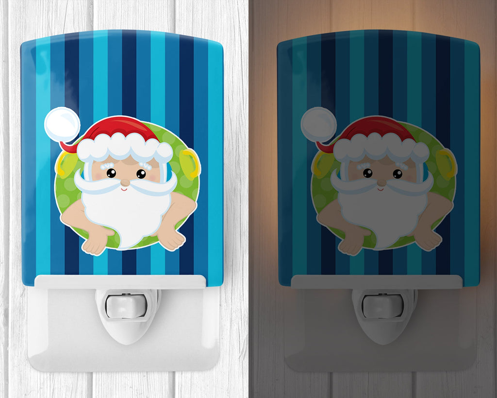 Beach Santa Claus #2 Ceramic Night Light Compact, UL-Certified, Ideal for Bedroom, Bathroom, Nursery, Hallway, Kitchen, 6x4x3, Multicolor