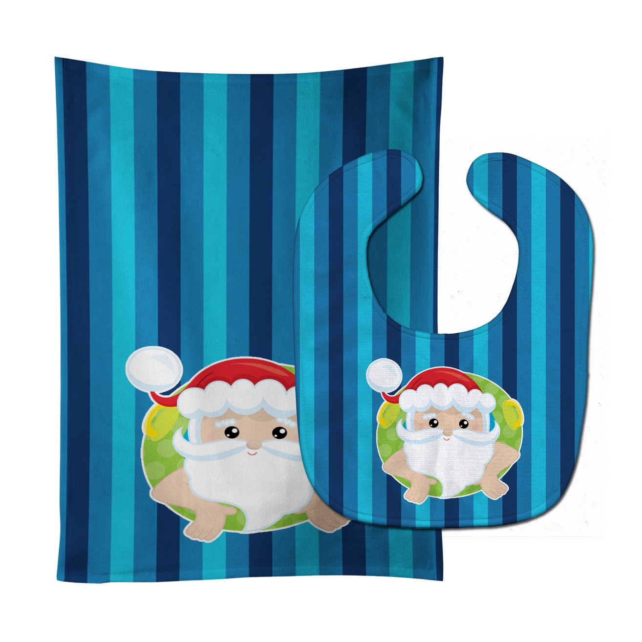 Beach Santa Claus #2 Baby Bib & Burp Cloth Easy-Clean Baby Bib Baby Feeding Accessory Baby Mealtime Essential