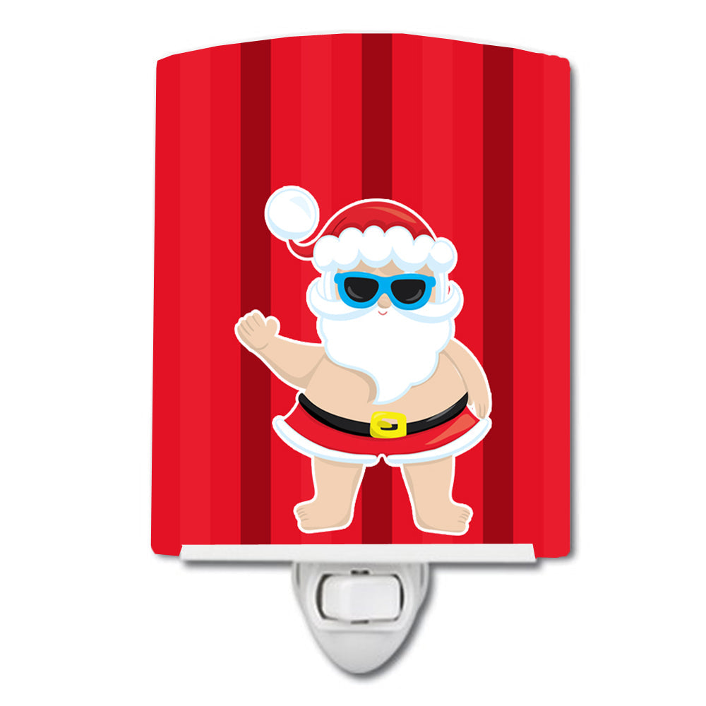 Beach Santa Claus #3 Ceramic Night Light Compact, UL-Certified, Ideal for Bedroom, Bathroom, Nursery, Hallway, Kitchen, 6x4x3, Multicolor