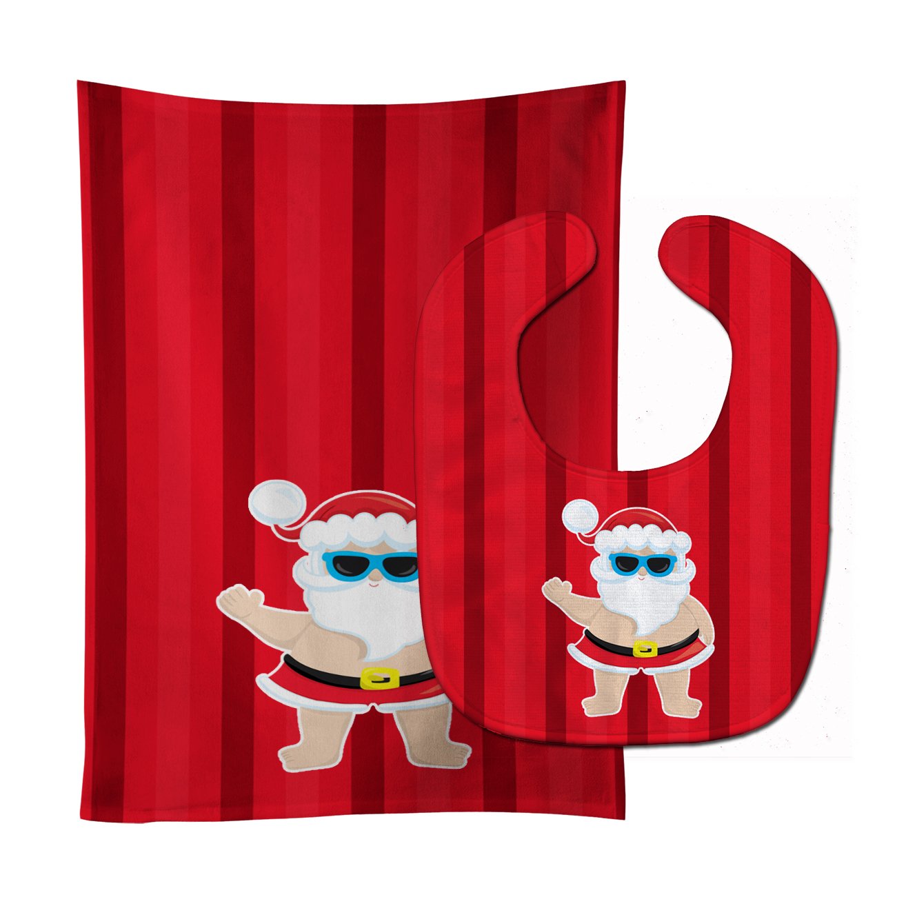 Beach Santa Claus #3 Baby Bib & Burp Cloth Easy-Clean Baby Bib Baby Feeding Accessory Baby Mealtime Essential