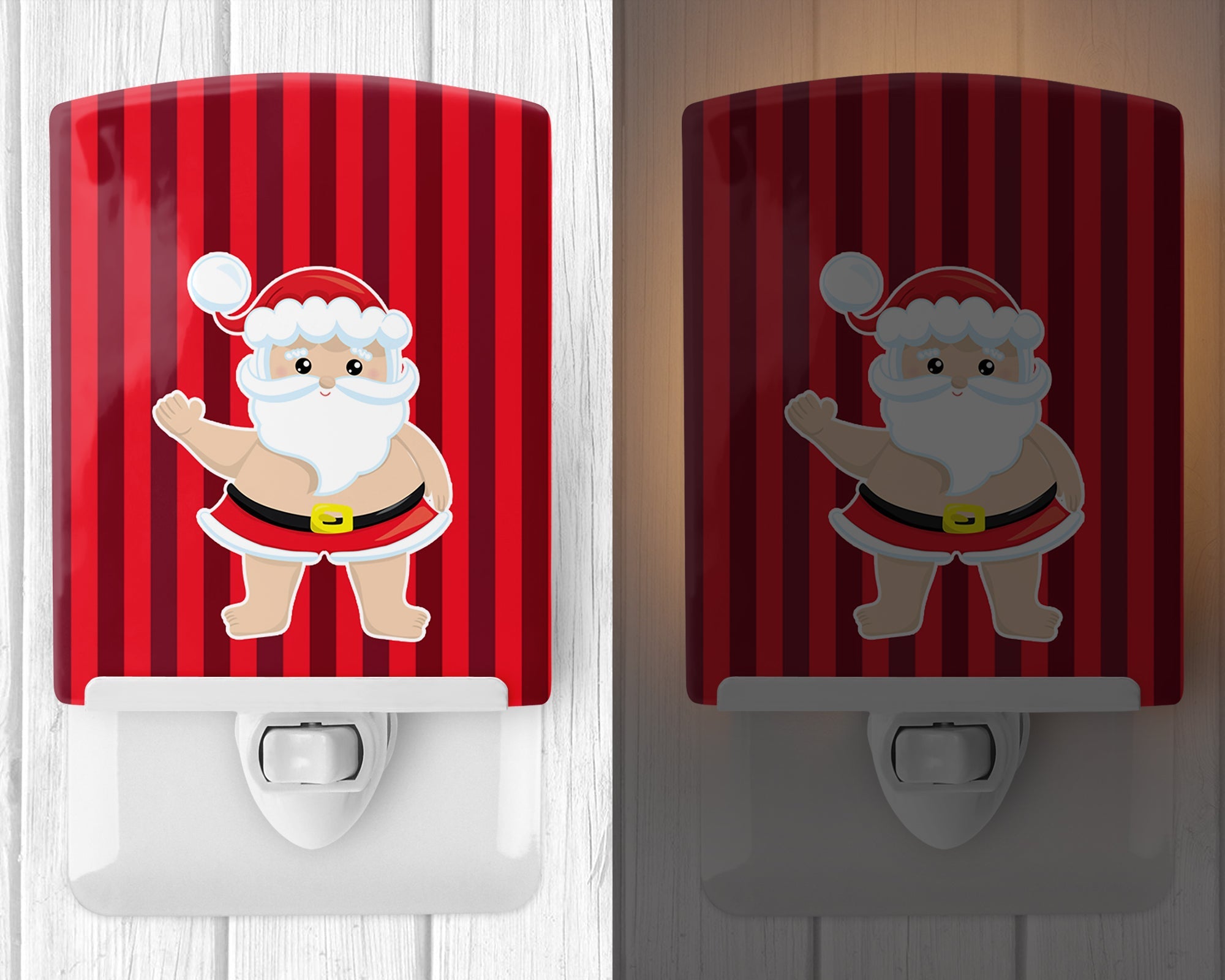 Beach Santa Claus #4 Ceramic Night Light Compact, UL-Certified, Ideal for Bedroom, Bathroom, Nursery, Hallway, Kitchen, 6x4x3, Multicolor
