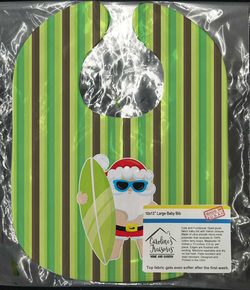 Beach Santa Claus #5 Baby Bib Easy-Clean Baby Bib Baby Feeding Accessory Baby Mealtime Essential, 10 x 13, Multicolor