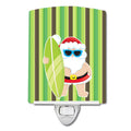 Beach Santa Claus #5 Ceramic Night Light Compact, UL-Certified, Ideal for Bedroom, Bathroom, Nursery, Hallway, Kitchen, 6x4x3, Multicolor