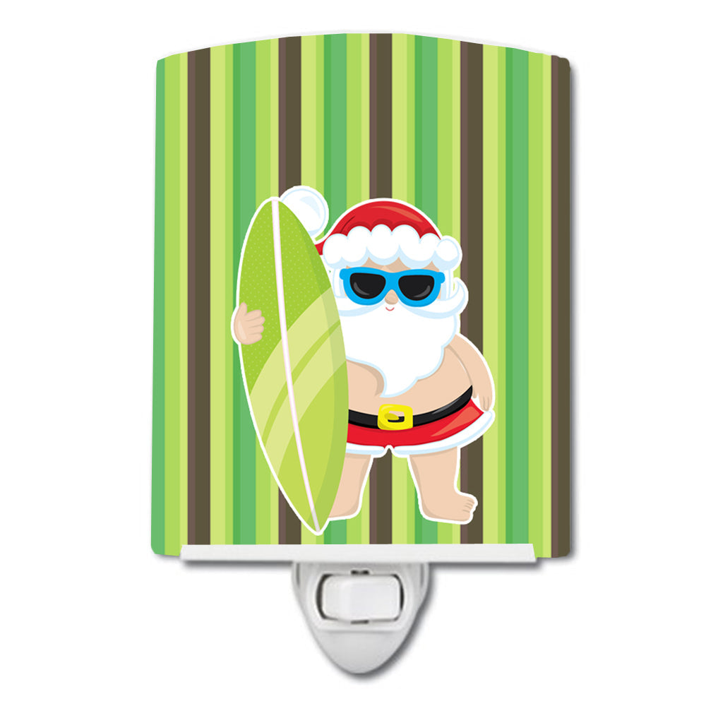 Beach Santa Claus #5 Ceramic Night Light Compact, UL-Certified, Ideal for Bedroom, Bathroom, Nursery, Hallway, Kitchen, 6x4x3, Multicolor