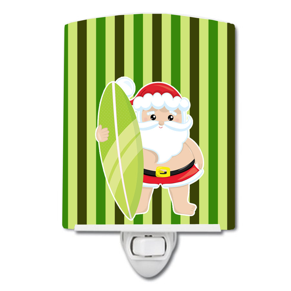 Beach Santa Claus #6 Ceramic Night Light Compact, UL-Certified, Ideal for Bedroom, Bathroom, Nursery, Hallway, Kitchen, 6x4x3, Multicolor
