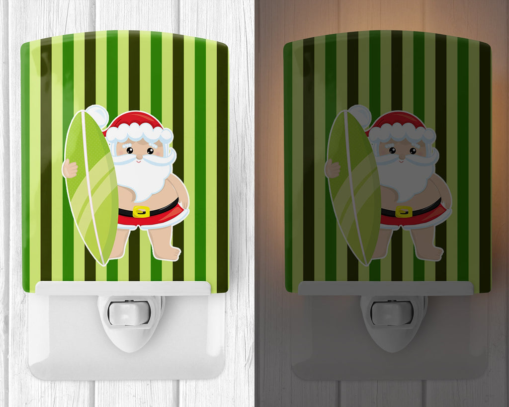 Beach Santa Claus #6 Ceramic Night Light Compact, UL-Certified, Ideal for Bedroom, Bathroom, Nursery, Hallway, Kitchen, 6x4x3, Multicolor